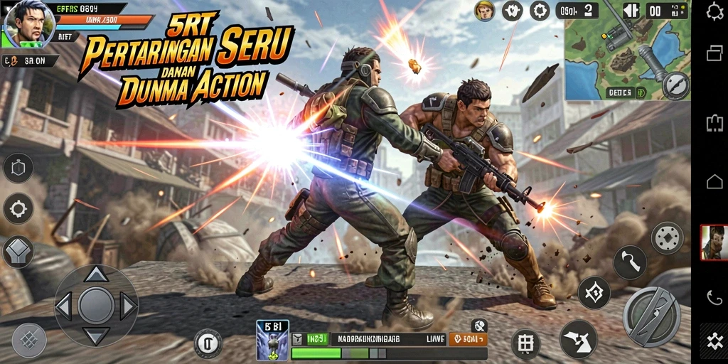 Tangkapan layar yang menampilkan aksi seru dalam gameplay 5RT.