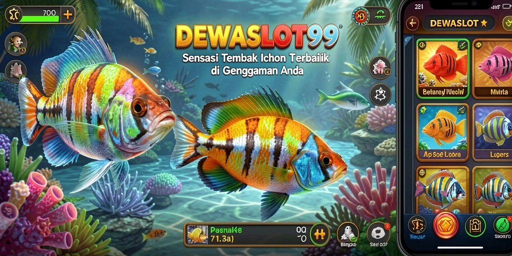 Screenshot gameplay DEWASLOT99 yang menampilkan aksi menembak ikan.