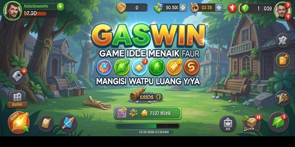 Screenshot menampilkan gameplay GASWIN saat pemain mengelola sumber daya Idle.
