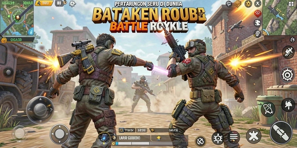 Tampilan gameplay seru GIGA33 dalam pertarungan Battle Royale.