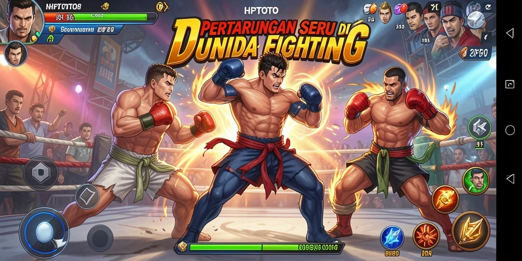 Tampilan gameplay HPTOTO dengan pertarungan yang seru dan karakter menarik.