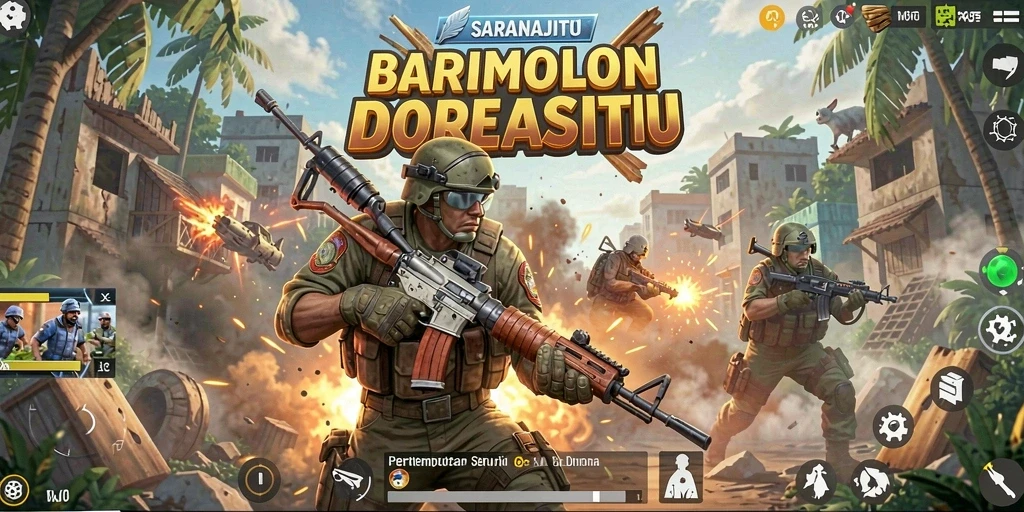 Tampilan seru dari gameplay SARANAJITU dalam pertempuran Battle Royale.