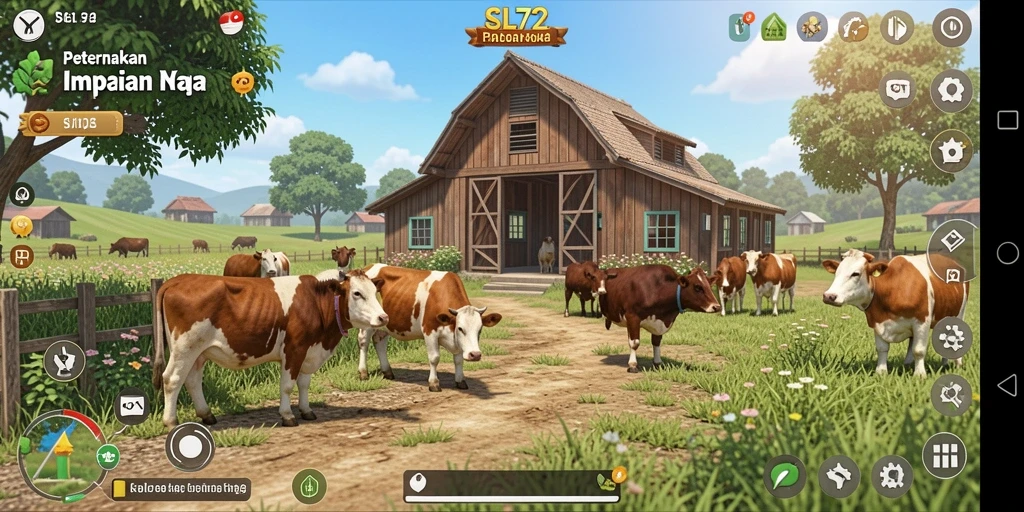 Tampilkan gameplay seru SL72 dengan aktivitas bertani yang menantang.