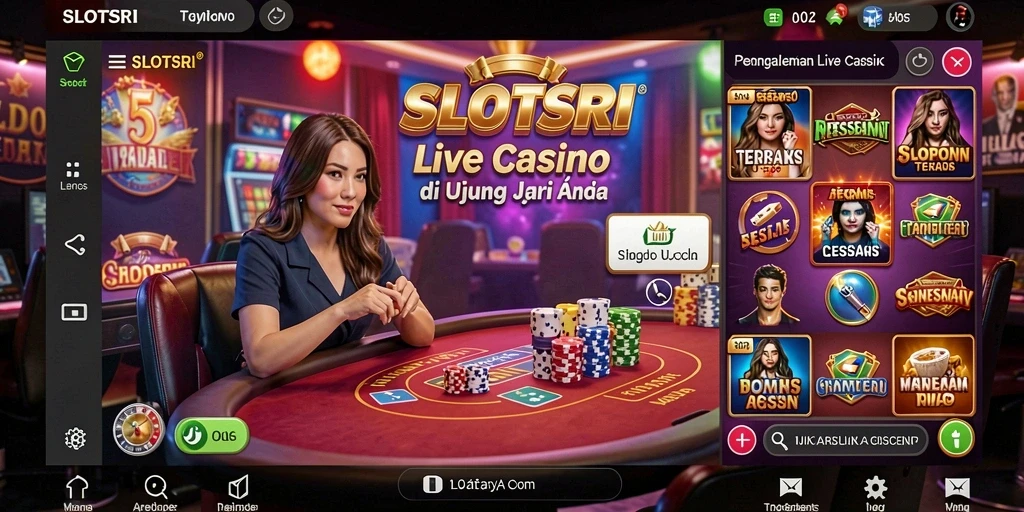 Tampilan gameplay SLOTSRI yang menegangkan dan interaktif dalam Live Casino.